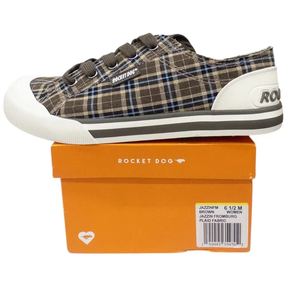 Rocket Dog Jazzin Fromberg Plaid Sneaker Women's size 6.5 Brown Tan